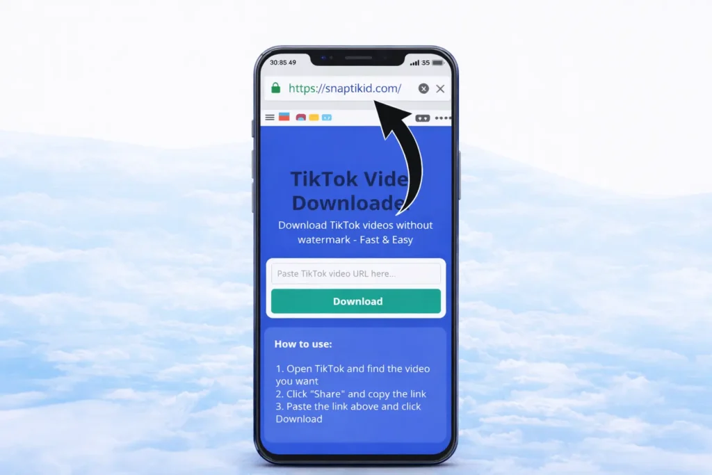 SnapTik – TikTok 无水印下载器(快速、免费 & HD) 2 OPen snaptik website