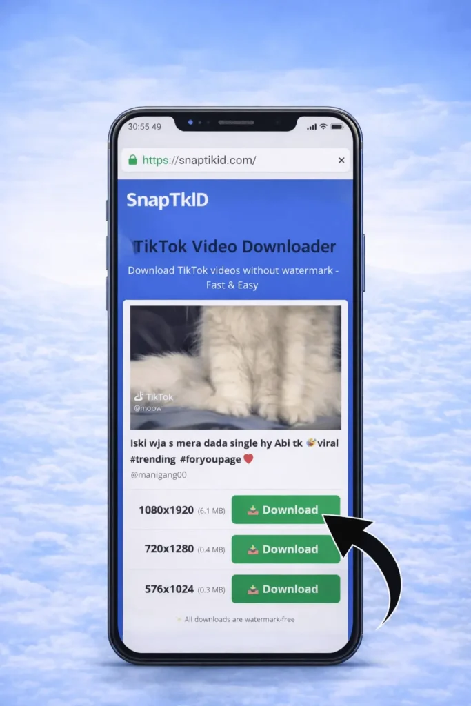 SnapTik – TikTok 无水印下载器(快速、免费 & HD) 4 click on the download buton